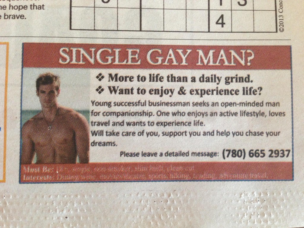 single gay man ad