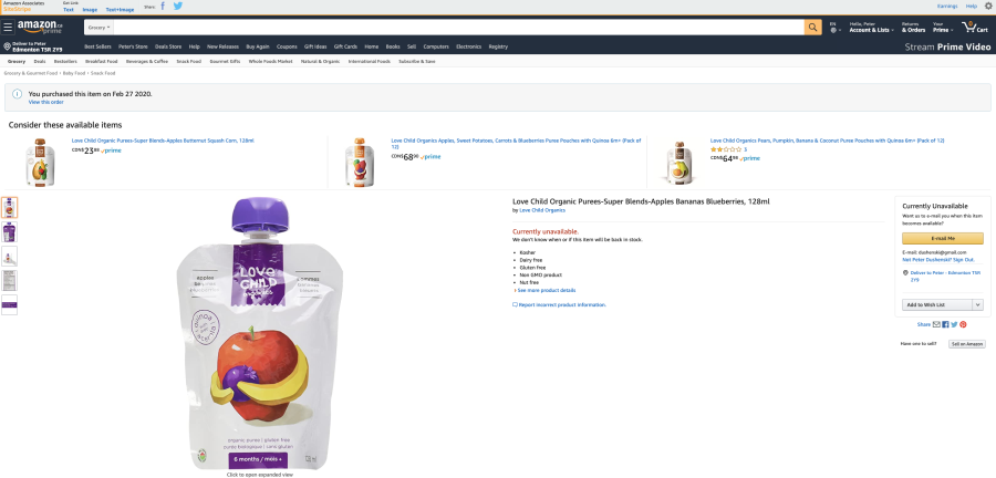 Amazon Snack Pack Prices - March 11, 2020